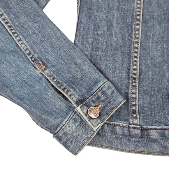 Lands End Jean Jacket Womens Small Denim Trucker Casual Classic Preppy - Picture 7 of 13